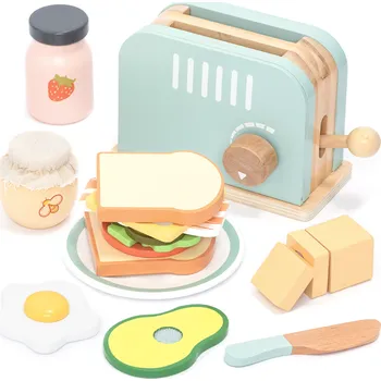 Dřevěná hračka UMU® Dřevěný Toustovač s doplňky pro děti - Dětská kuchyňka, Dřevěná hračka