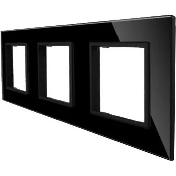 Elektrická zásuvka SKLENĚNÝ RÁMEČEK TROJITÁ ČERNÁ OBJÍMKA 3