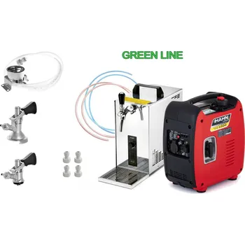 Chladicí zařízení na pivo LINDR PYGMY 20/K GREEN LINE výčepní zařízení s elektrocentrálou - sestava komplet bajonet + plochý + sanitační adaptér + elektrocentrála, SET01606E