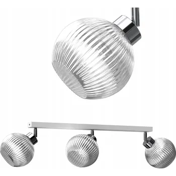 STROPNÍ SVÍTIDLO STROPNÍ SVÍTIDLO SKLENĚNÁ LAMPA PRUHY E27 CHROMOVANÉ STÍNIDLO 3PKT POLSKA