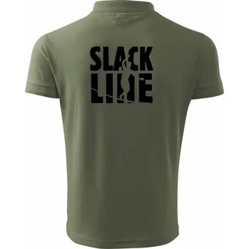 Pánská košile Slackline nápis - Polokošile pánská Pique Polo 203 - 3XL ( Khaki )