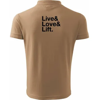Pánská košile Live, love, lift - Polokošile pánská Pique Polo 203 - 5XL ( Písková )