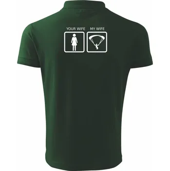 Pánská košile Paragliding - Your wife my wife - Polokošile pánská Pique Polo 203 - 2XL ( Lahvově zelená )