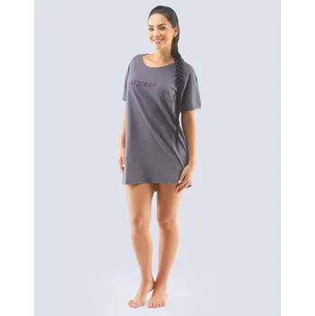 Dámská noční košile Dámské maxitriko krátké pyžamové - tm. šedá černá - M