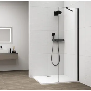 ESCA BLACK MATT jednodílná sprchová zástěna k instalaci ke stěně, sklo čiré, 600 mm