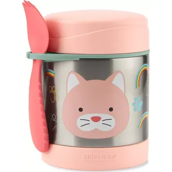 Ohřívač a sterilizátor SKIP HOP Zoo Termoska na jídlo se lžičkou/vidličkou Kočička 325 ml, 3r+ (9Q337210)