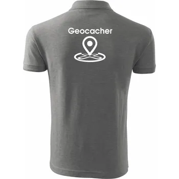 Pánská košile Geocacher maps - Polokošile pánská Pique Polo 203 - 3XL ( Tmavě šedý melír )
