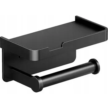 Držák toaletního papíru s poličkou černý loft