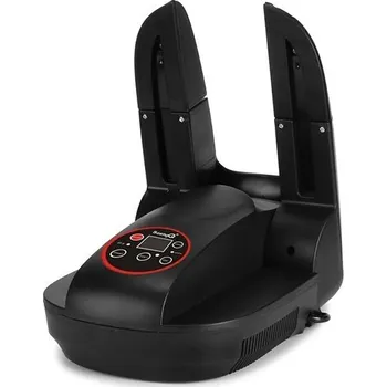 Elektrický vysoušeč bot v černé barvě s digitálním ovládáním, výkonným ohřevem a skládací konstrukcí