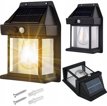 Venkovní osvětlení SOLÁRNÍ LAMPA S ČIDLEM POHYBU A SOUMRAKU ULICE SVĚTLO KINKIET Z ŻARÓWKĄ