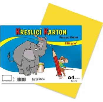 Barevný papír Karton barevný kreslicí A4 (210 x 297mm), 50 listů /180g žlutý