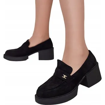 Dámské mokasíny ČERNÉ DÁMSKÉ MOKASÍNY NA SLOUPOVÉM PODPATKU PEGORAMI 40