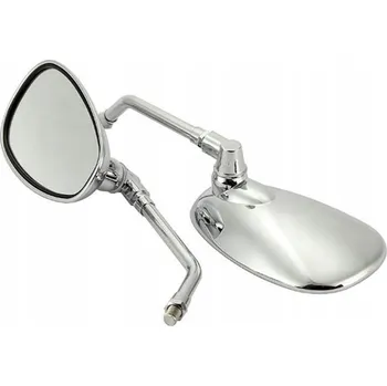 Zrcátko pro motocykl Zrcátka Zrcátko sada M10 10mm Velké Ovál Chrom Los Chopper Čoper Bobber