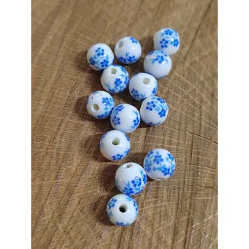 Korálek Porcelánové korálky s květy Ø8 mm barva modrá