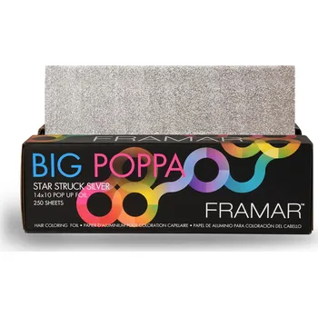 Žehlička na vlasy Framar Široká texturovaná fólie stříbrná BIG POPPA 25x35 cm 250 ks