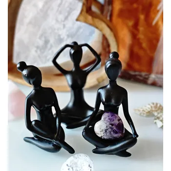 Soška Vnitřní žena s polodrahokamem 10cm černá - set tří kusů Polodrahokam: Karneol KřídlAndělů