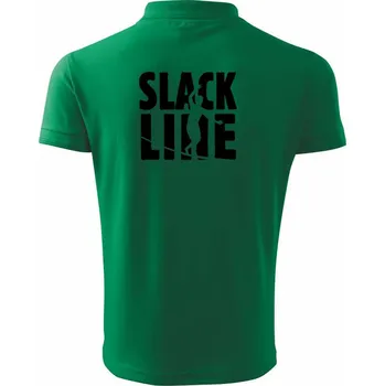 Pánská košile Slackline nápis - Polokošile pánská Pique Polo 203 - 3XL ( Středně zelená )