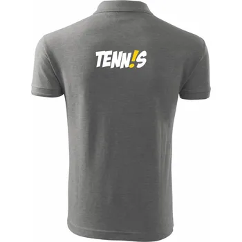 Pánská košile Tenis nápis - Polokošile pánská Pique Polo 203 - 4XL ( Tmavě šedý melír )