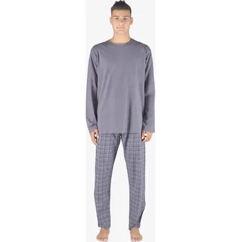 Pánské pyžamo Dlouhé pánské pyžamo - šedá černá - L