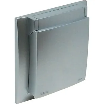 ELKO EP 90961 TAL - hliník Kryt zásuvky IP 44 s rámečkem 90961TAL