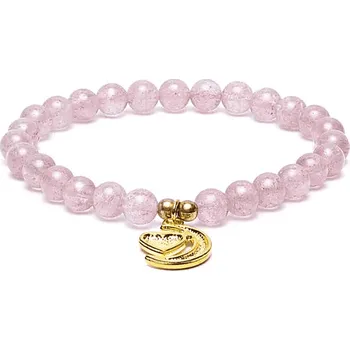 Náramek Milujeme Kameny Křemen jahodový s přívěskem měsíce - náramek kulička NCPM10 479869