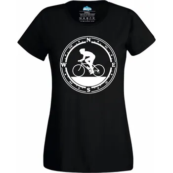 Dámské tričko Kompas cyklisty (Velikost: 4XL, Barva: Černá)