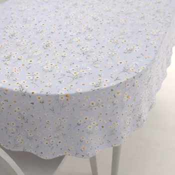 ubrus Bavlněný oválný ubrus Sandra SA-617 Kopretinky na světle modrém 50x100 cm