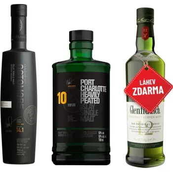 Whisky AKCE: Octomore 14.1 0,7L + Port Charlotte 10YO 0,7l + Glenfiddich 12YO 0,7L ZDARMA