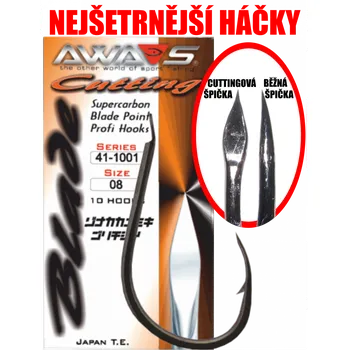Rybářský háček Háčky AWA-S Cutting Blade 1001 Black Nickel 8