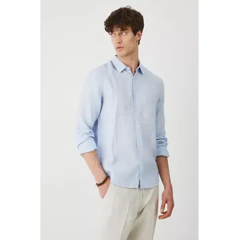 Pánská košile Lněná košile Medicine pánská, modrá barva, slim, s klasickým límcem RS25.KDM090 05M, vel. XL