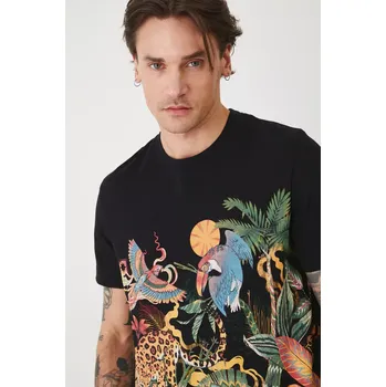 Bavlněné tričko Medicine pánské, černá barva RS25.TSMA29 99A, vel. M