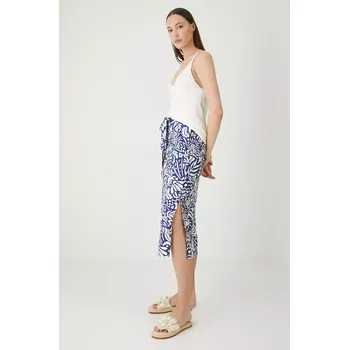 Dámská sukně Sukně s příměsí lnu Medicine tmavomodrá barva, midi RS25.SDD091 59A, vel. XS