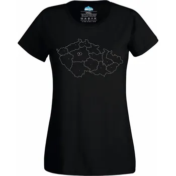 Dámské tričko Mapa ČR Czech Republic (Velikost: 4XL, Barva: Černá)