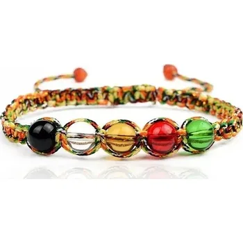 Náramek Barevný ručně pletený náramek štěstí | korálkový náramek, unisex šperk - Barvitý