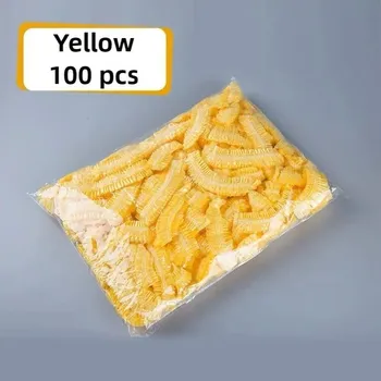 Sprchovací čepice 100 ks Jednorázová sprchová čepice s gumičkou na vlasy | koupací pomůcka, vlasová ochrana - Žluť
