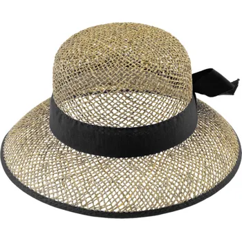 Klobouk Fiebig - Headwear since 1903 Slaměný malý cloche s černou stuhou - Fiebig Velikost: 59 cm (L)