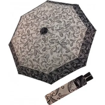 Deštník Doppler Fiber Mini Black White paisley - dámský skládací deštník