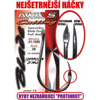 Rybářský háček Háčky AWA-S Cutting Blade 1095 Black Nickel 1/0