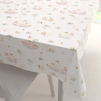 ubrus Bavlněný obdélníkový ubrus Sandra SA-610 Labutě mezi lekníny na bílém 50x100 cm