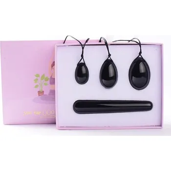 Jadeitové masážní vajíčko pro kegel cvičení | posílení pánevního dna 4 ks - Tmavá khaki