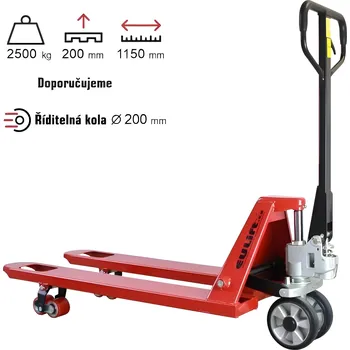 Paletový vozík EUlift Paletový vozík, gumová řídicí kola, 2500 kg
