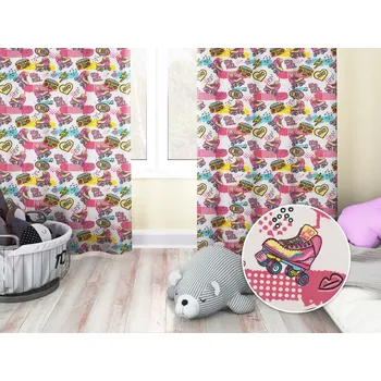 ubrus Dětský bavlněný závěs Sandra SA-604 Růžový retro styl 150x140 cm