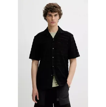 Pánská košile Bavlněná košile HUGO pánská, černá barva, regular, s klasickým límcem, 50539351 99X, vel. L