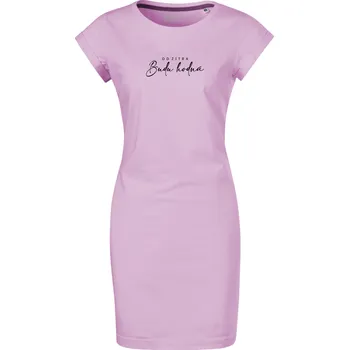 Dámské LETNÍ ŠATY Od zítra BUDU HODNÁ (ORCHID) Barva: Levandulová, Barva potisku: Černá, Velikost: XXL