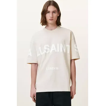 Pánské tričko Bavlněné tričko AllSaints BIGGY béžová barva, s potiskem, M088PB 02X, vel. M