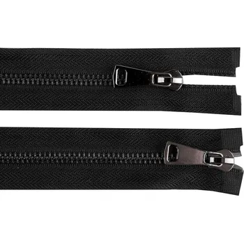 Zip Zip kovový 5 mm dělitelný 2 jezdce / dvoucestný 90 cm - 2 černá černý nikl
