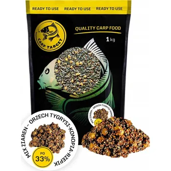 Návnadová surovina Návnada Carp Target kaprová metoda 1 kg Mix zrn Tygří ořech Konopí Řepík 1 kg