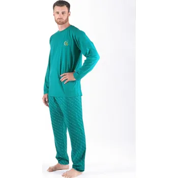 Pánské pyžamo Pánské pyžamo dlouhé - měsíc sv. tyrkysová - XXL