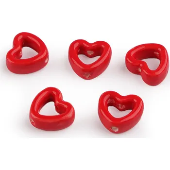 Dětské navlékací korálky Porcelánové korálky / komponenty k výrobě ozdob a přívěsků Varianta: 4 červená srdce, Balení: 5 ks