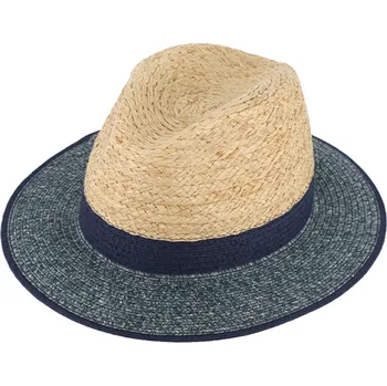 Klobouk Fiebig - Headwear since 1903 Letní modrá crushable fedora klobouk od Fiebig - Traveller Raffia Velikost: 59 cm (L)